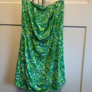 Lilly Pulitzer “Green Parrot” Strapless Dress